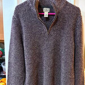 L.L. Bean Men's Organic Cotton Waffle Sweater Quarter Zip Large Tall Rustic
